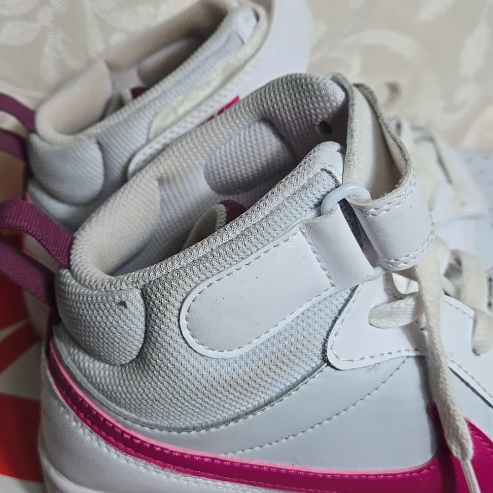 Nike Pink And White Court Borough Mid 2 Sneakers
